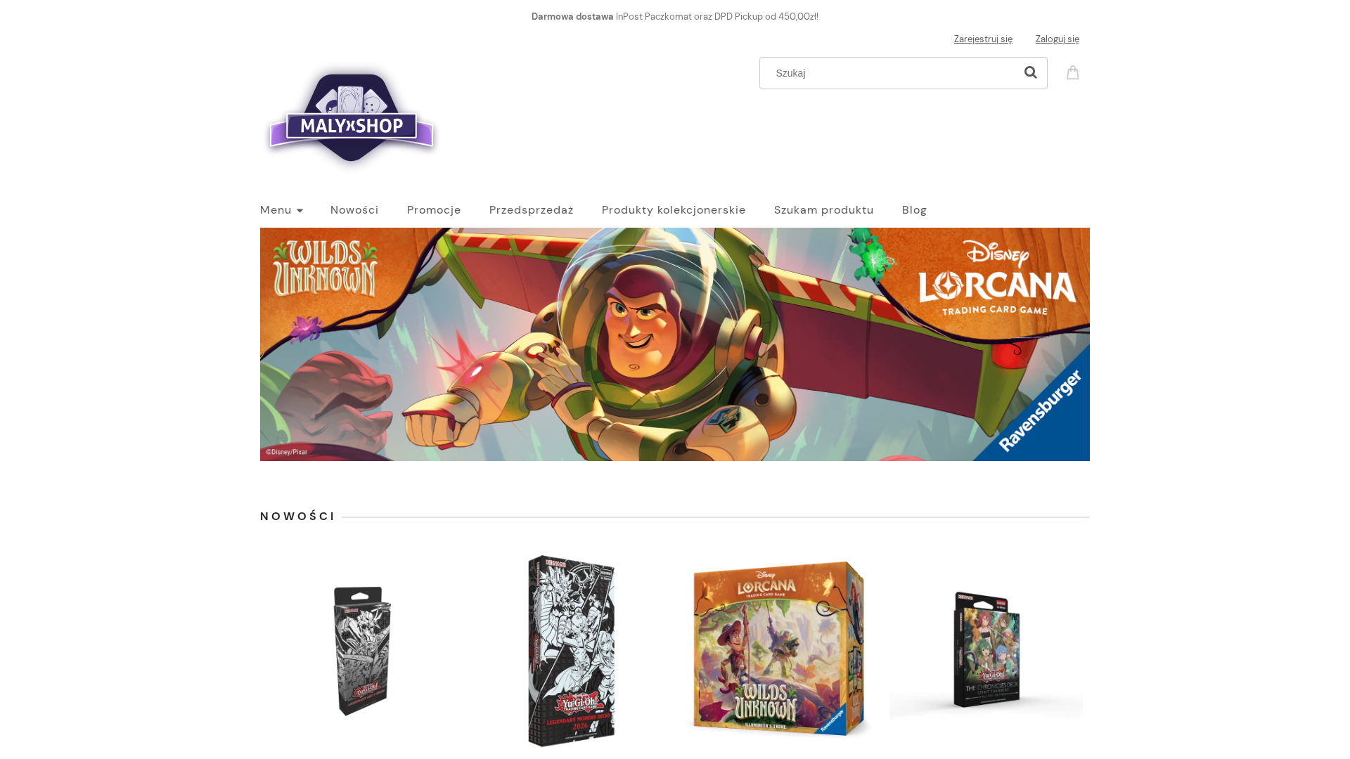 Podgląd strony Sklep z grami karcianymi kolekcjonerskimi - MALYxSHOP