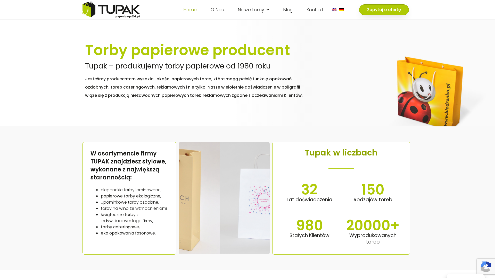 Podgląd strony Producent toreb papierowych i laminowanych | Tupak