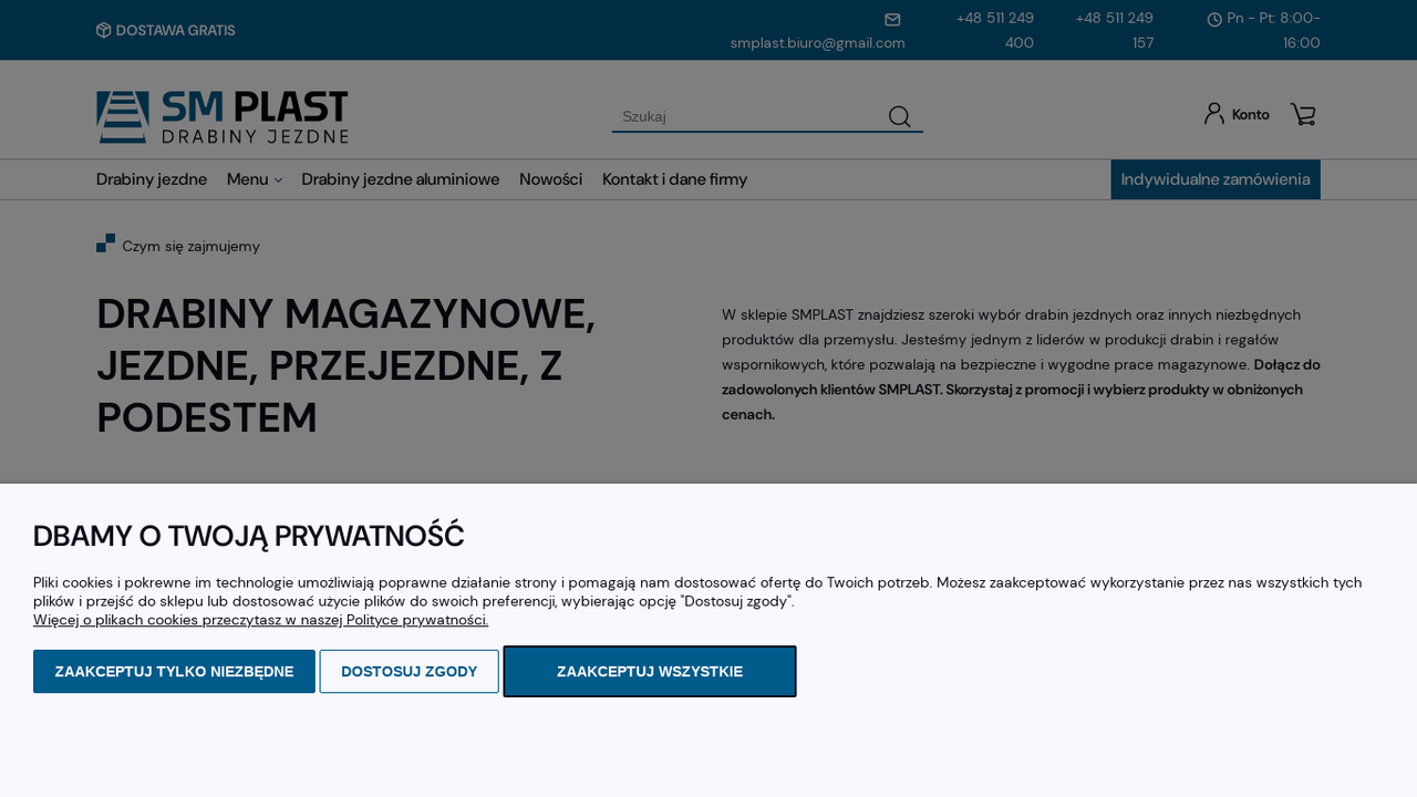 Podgląd strony Drabiny magazynowe, jezdne | Sklep internetowy Smplast