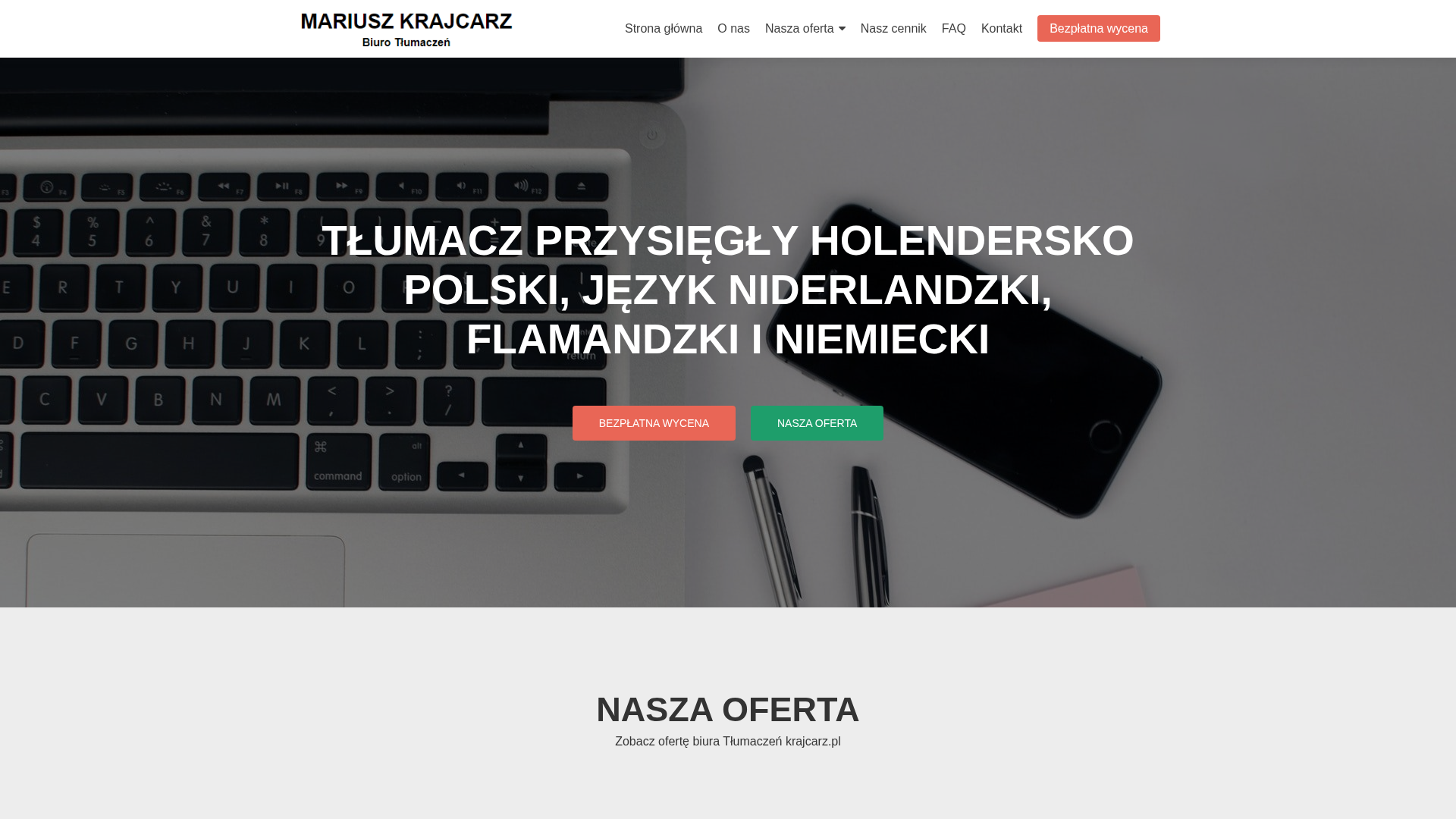 Podgląd strony Mariusz Krajcarz - Tłumacz Przysięgły języka niderlandzkiego