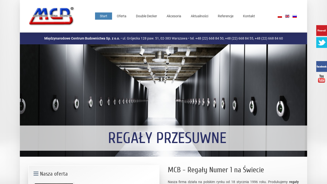 Podgląd strony Producent regałów i mebli MCB