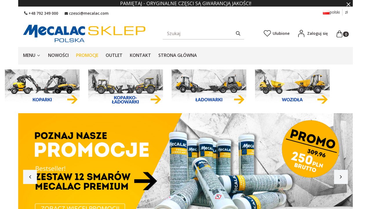 Podgląd strony Części do koparek, koparko-ładowarek, ładowarek | Sklep internetowy Mecalac