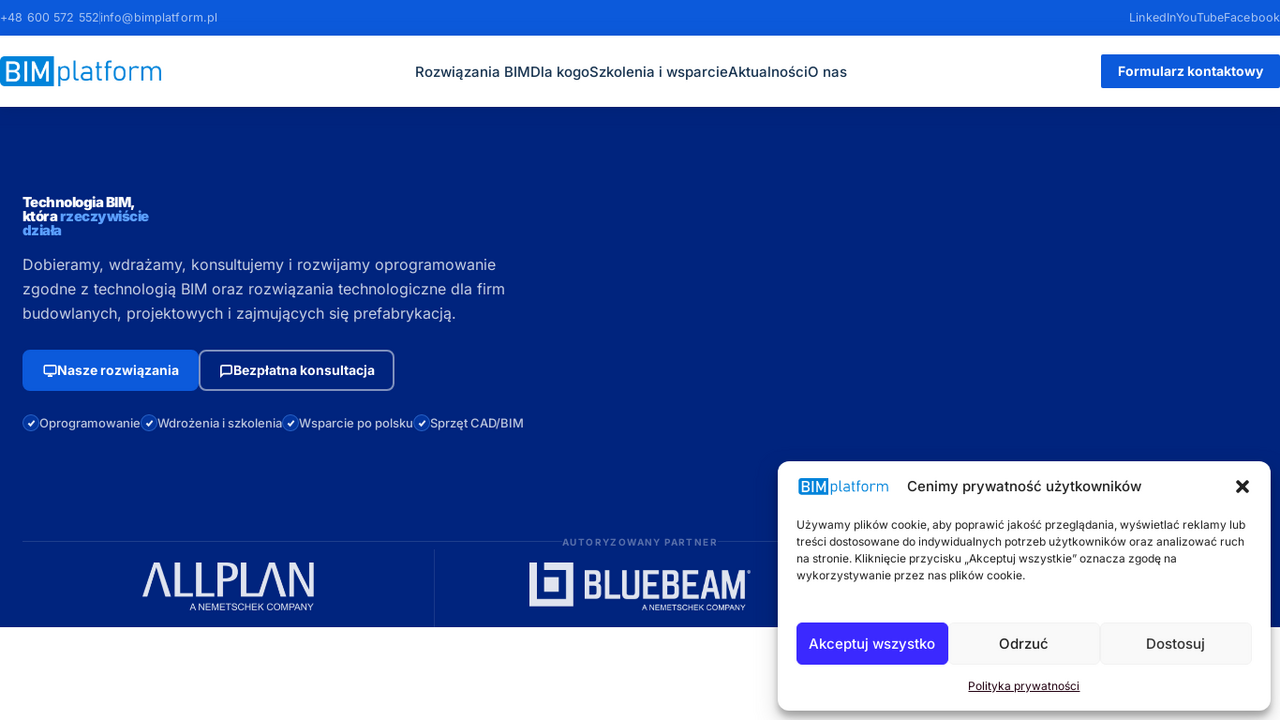 Podgląd strony Bim Platform