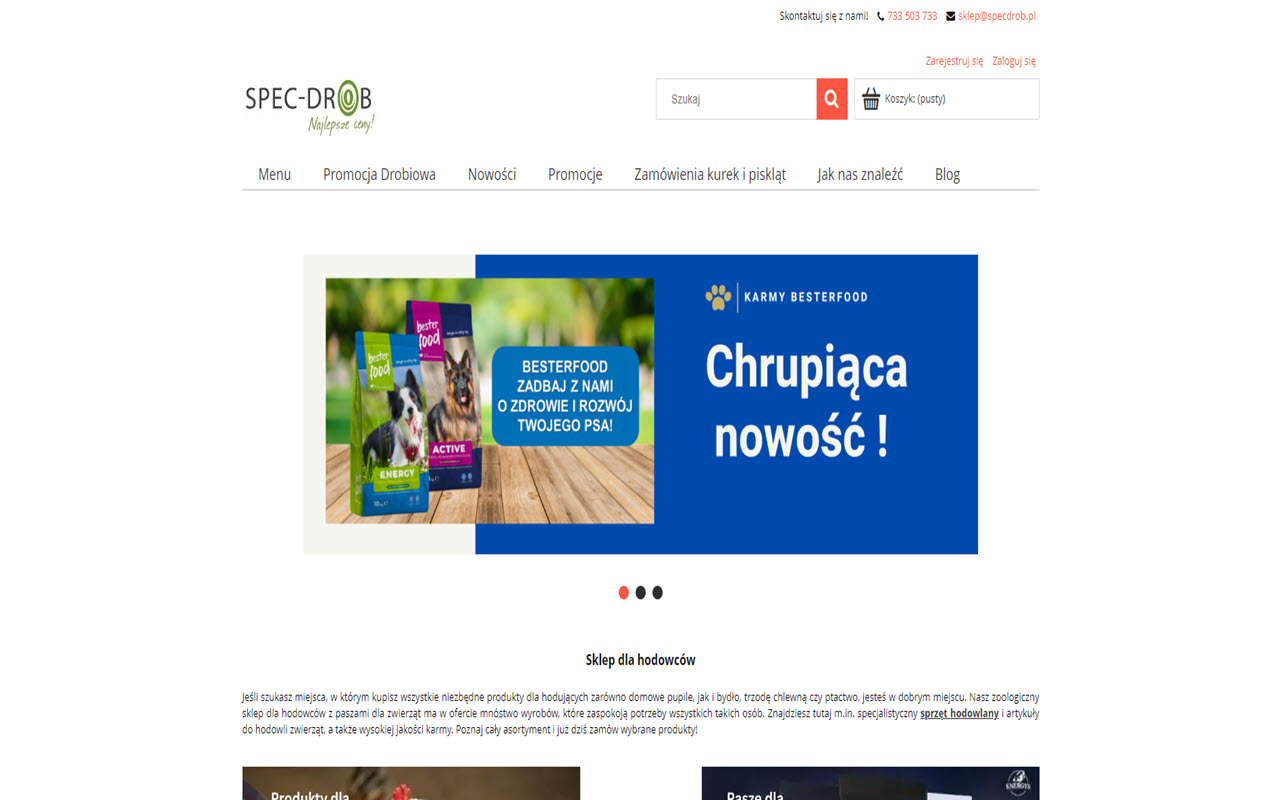 Podgląd strony Spec-Drob - sklep dla hodowców