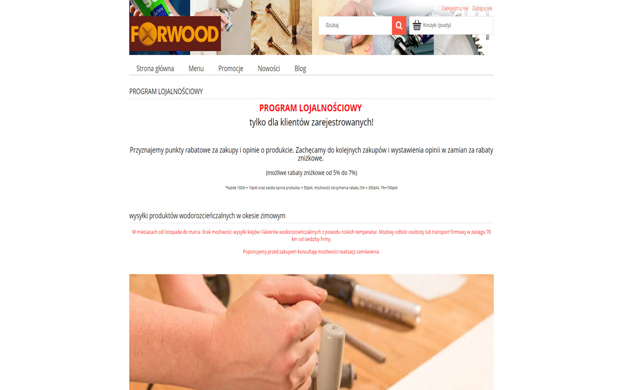 Podgląd strony Narzędzia stolarskie For Wood